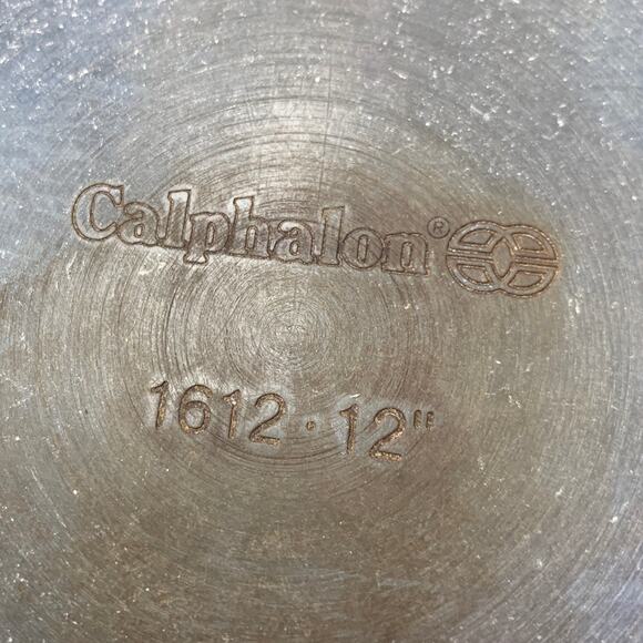 Used Simply Calphalon #1612  Nonstick 12" Metal Frying Pan w Metal Lid - Picture 7 of 7